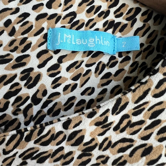 J. McLaughlin Anne Dress Tan Micro Animal Print Sheath Sleeveless Size 2 - Picture 6 of 12